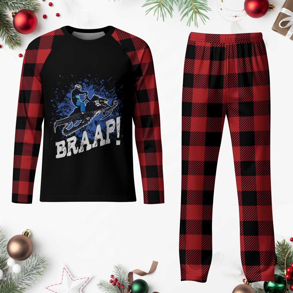 Snowmobile Braaap Plaid Pajama Set Snowcross Snow Sled Extreme Outdoor Winter Sports - Wonder Print Shop