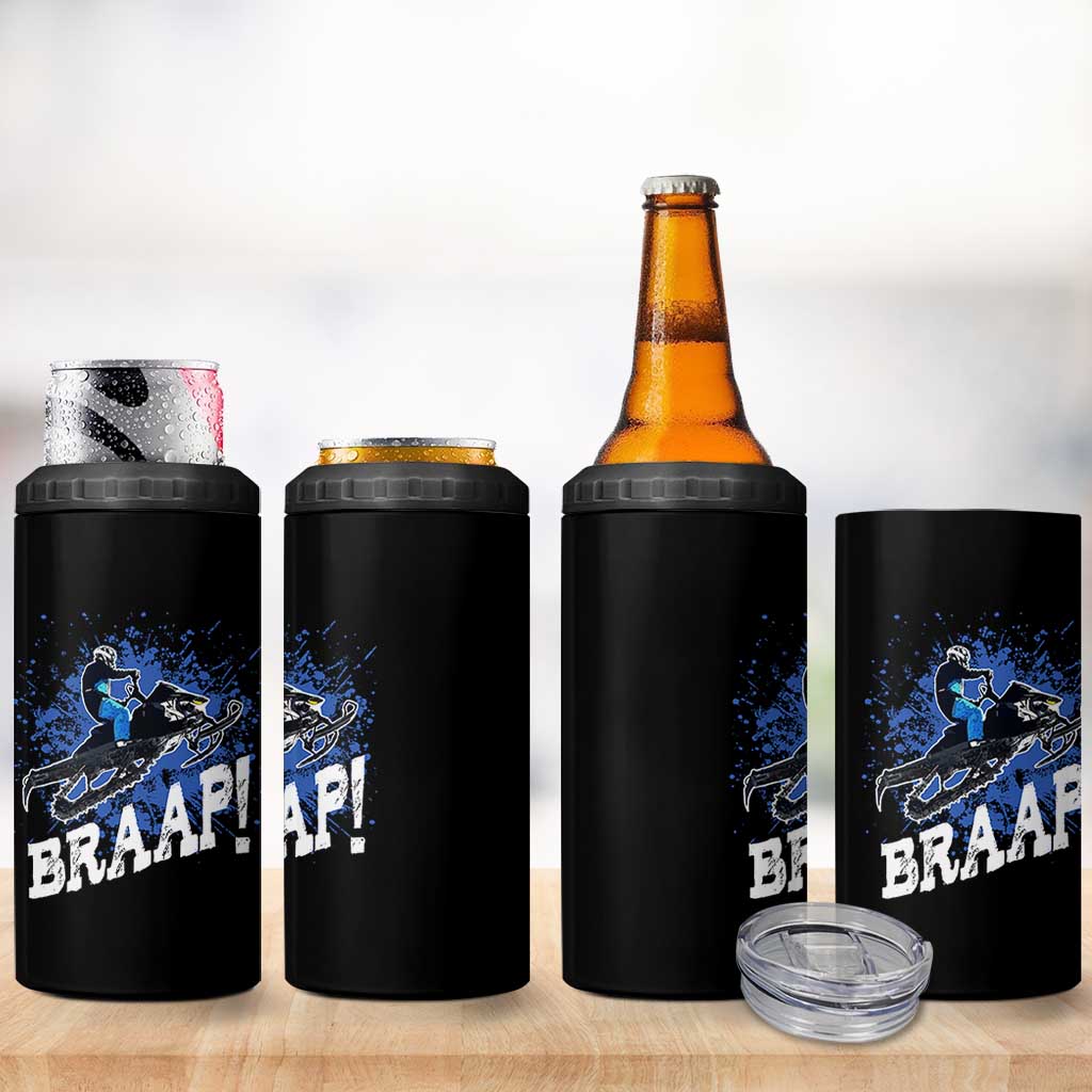 Snowmobile Braaap 4 in 1 Can Cooler Tumbler Snowcross Snow Sled Extreme Outdoor Winter Sports - Wonder Print Shop