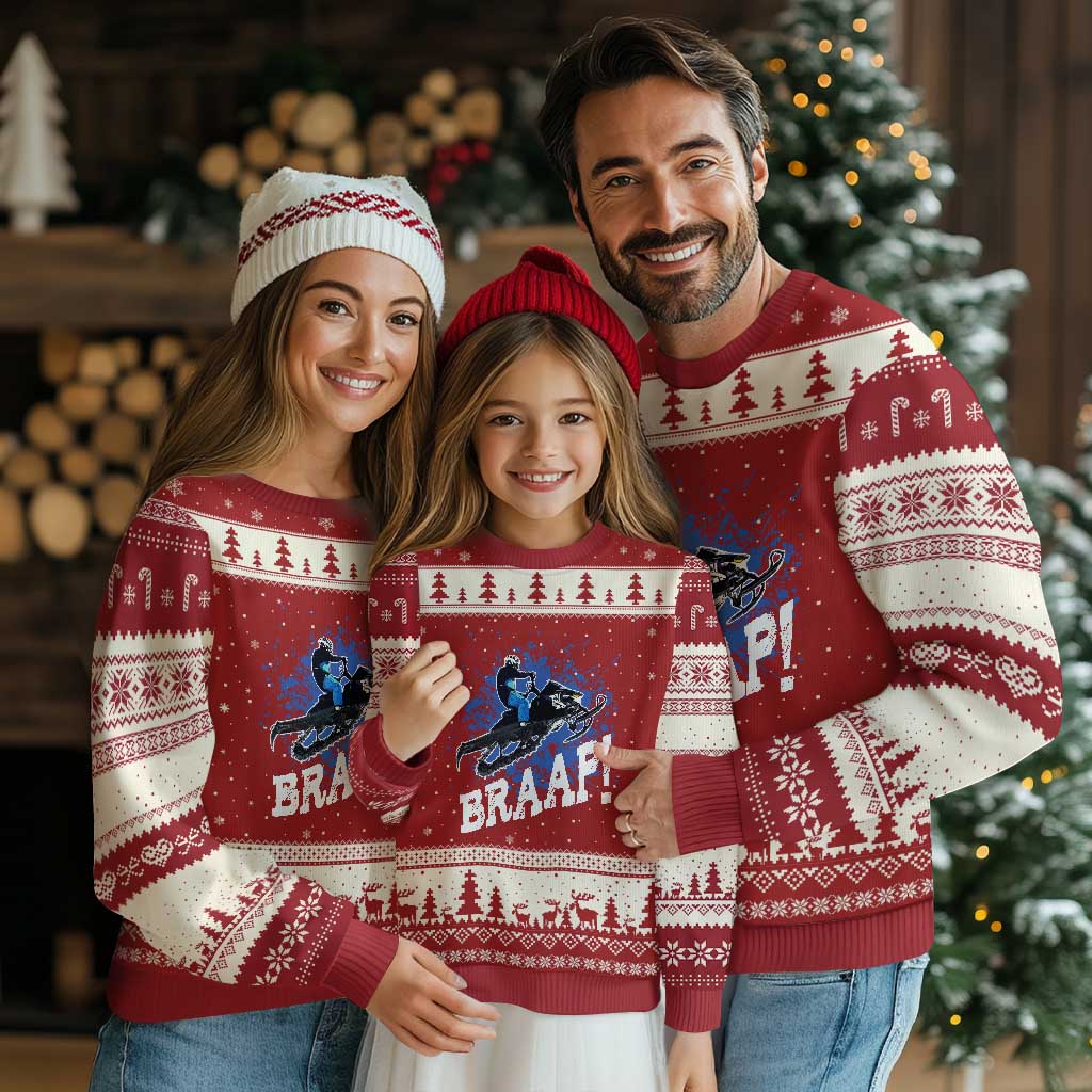 Snowmobile Braaap Ugly Christmas Sweater Snowcross Snow Sled Extreme Outdoor Winter Sports - Wonder Print Shop