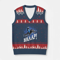 Snowmobile Braaap V-Neck Knit Sweater Vest Snowcross Snow Sled Extreme Outdoor Winter Sports - Wonder Print Shop