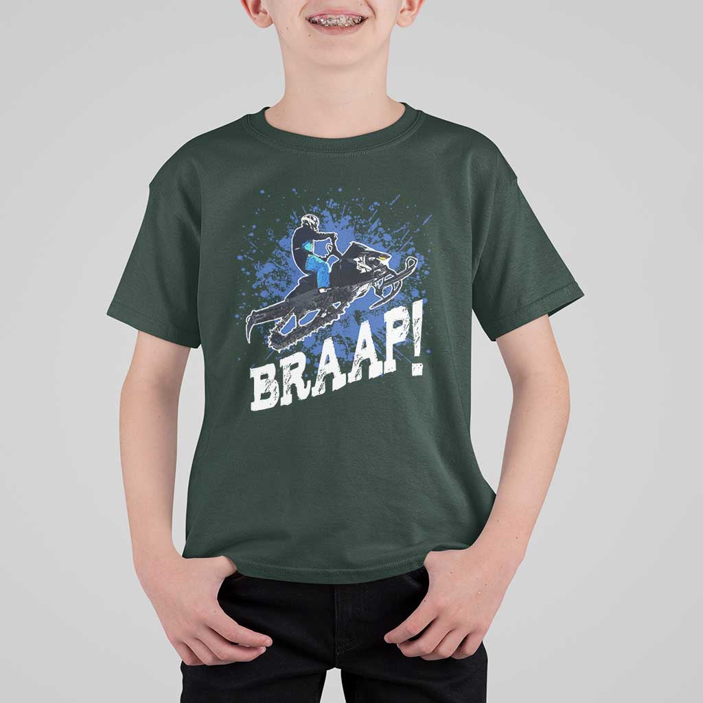 Snowmobile Braaap T Shirt For Kid Snowcross Snow Sled Extreme Outdoor Winter Sports - Wonder Print Shop