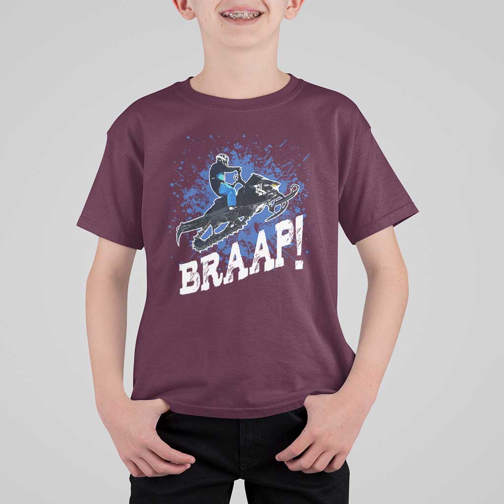 Snowmobile Braaap T Shirt For Kid Snowcross Snow Sled Extreme Outdoor Winter Sports - Wonder Print Shop