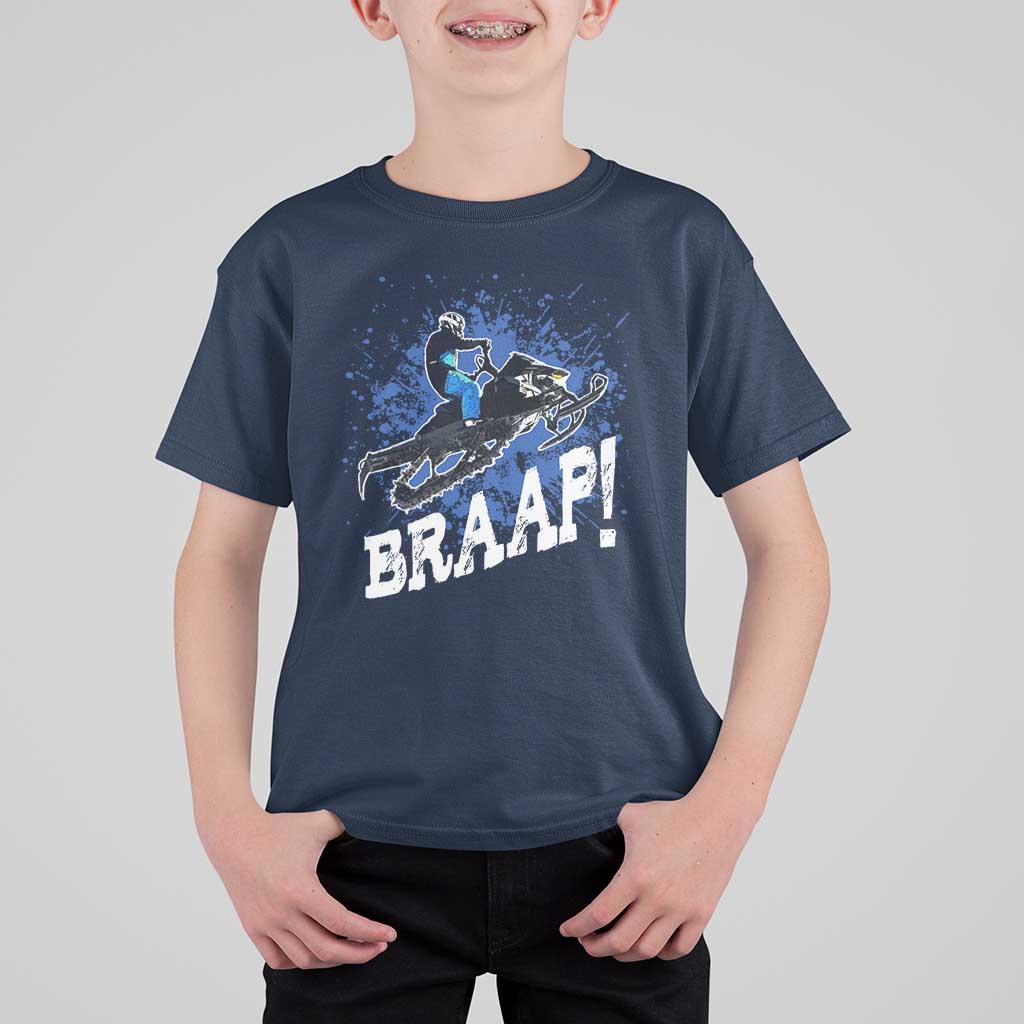 Snowmobile Braaap T Shirt For Kid Snowcross Snow Sled Extreme Outdoor Winter Sports - Wonder Print Shop