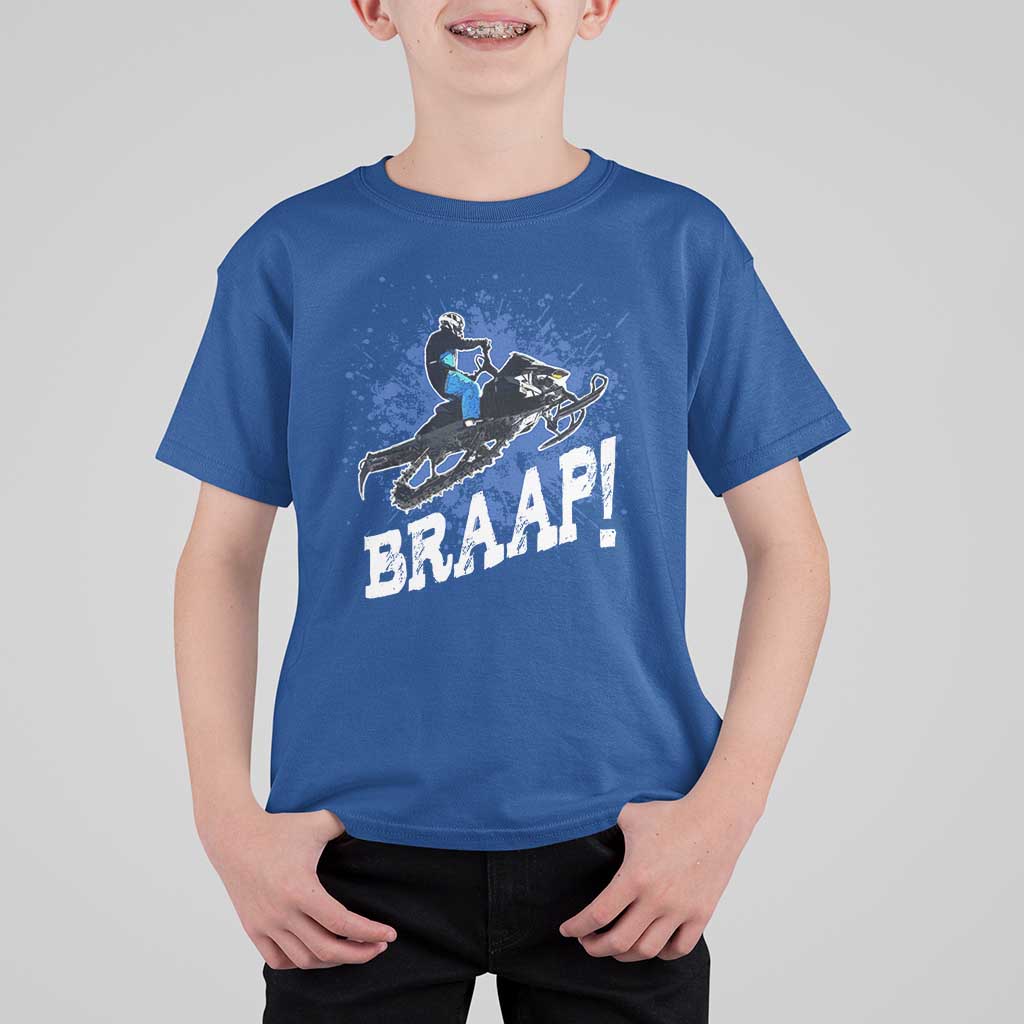 Snowmobile Braaap T Shirt For Kid Snowcross Snow Sled Extreme Outdoor Winter Sports - Wonder Print Shop