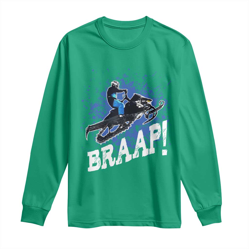 Snowmobile Braaap Long Sleeve Shirt Snowcross Snow Sled Extreme Outdoor Winter Sports - Wonder Print Shop