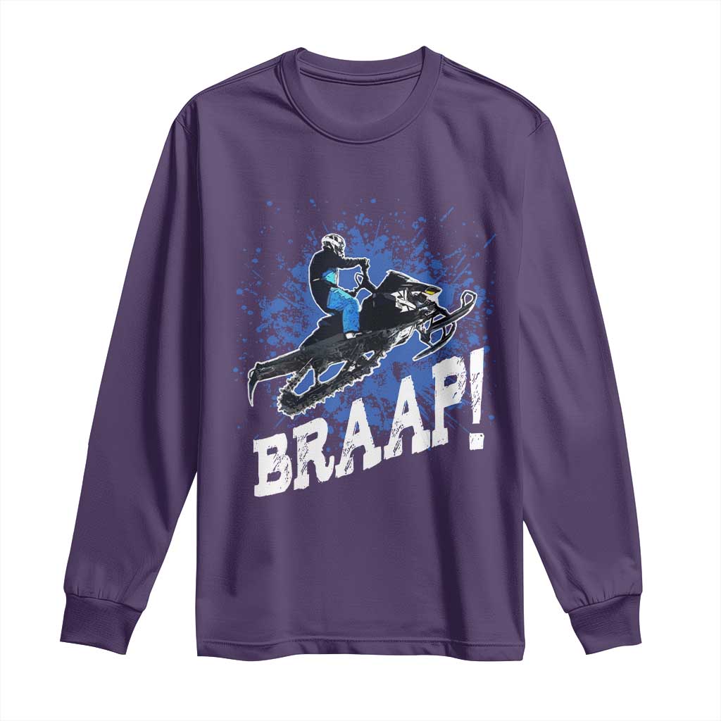 Snowmobile Braaap Long Sleeve Shirt Snowcross Snow Sled Extreme Outdoor Winter Sports - Wonder Print Shop
