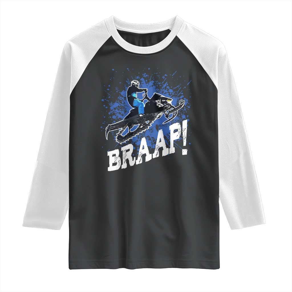 Snowmobile Braaap Raglan Shirt Snowcross Snow Sled Extreme Outdoor Winter Sports - Wonder Print Shop
