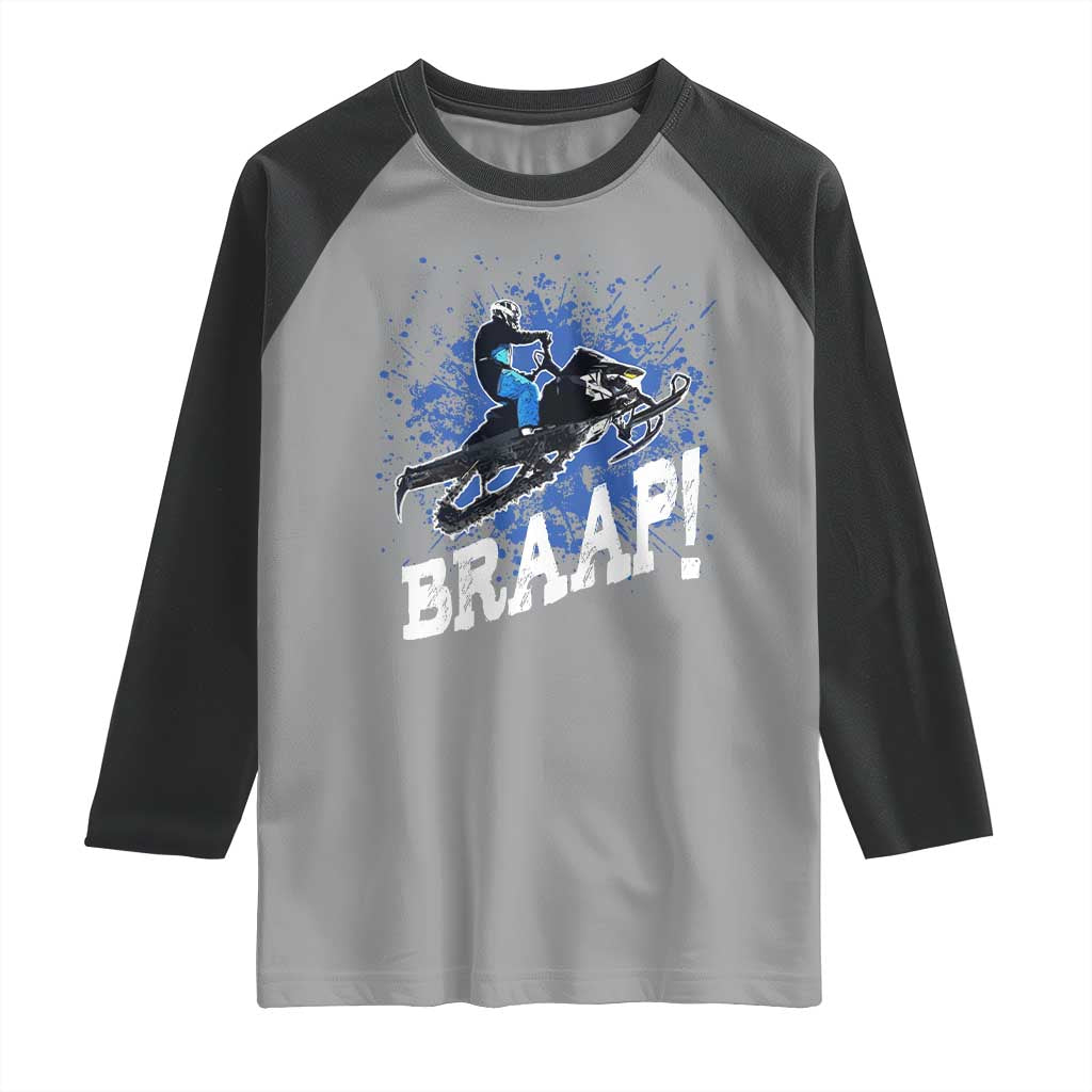 Snowmobile Braaap Raglan Shirt Snowcross Snow Sled Extreme Outdoor Winter Sports - Wonder Print Shop