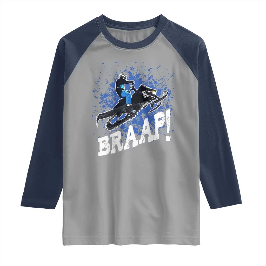 Snowmobile Braaap Raglan Shirt Snowcross Snow Sled Extreme Outdoor Winter Sports - Wonder Print Shop