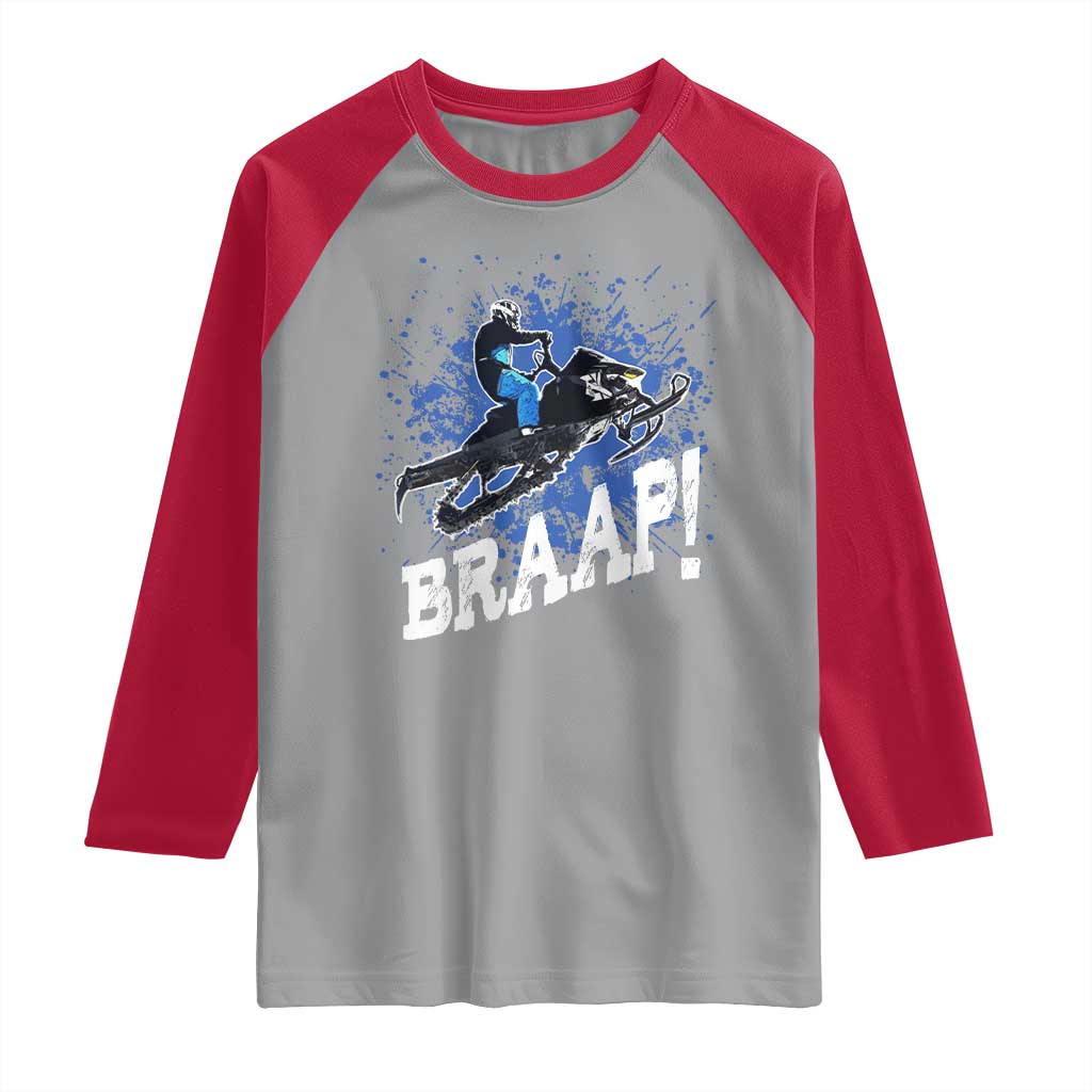 Snowmobile Braaap Raglan Shirt Snowcross Snow Sled Extreme Outdoor Winter Sports - Wonder Print Shop