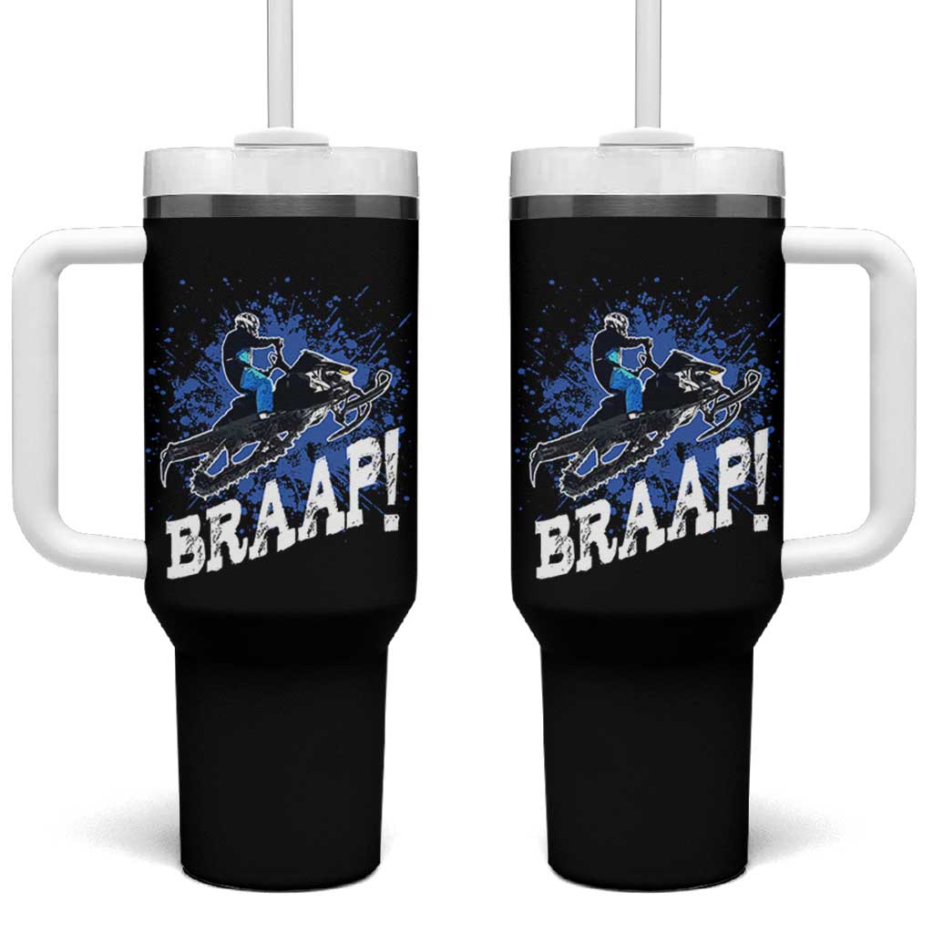 Snowmobile Braaap Tumbler With Handle Snowcross Snow Sled Extreme Outdoor Winter Sports - Wonder Print Shop