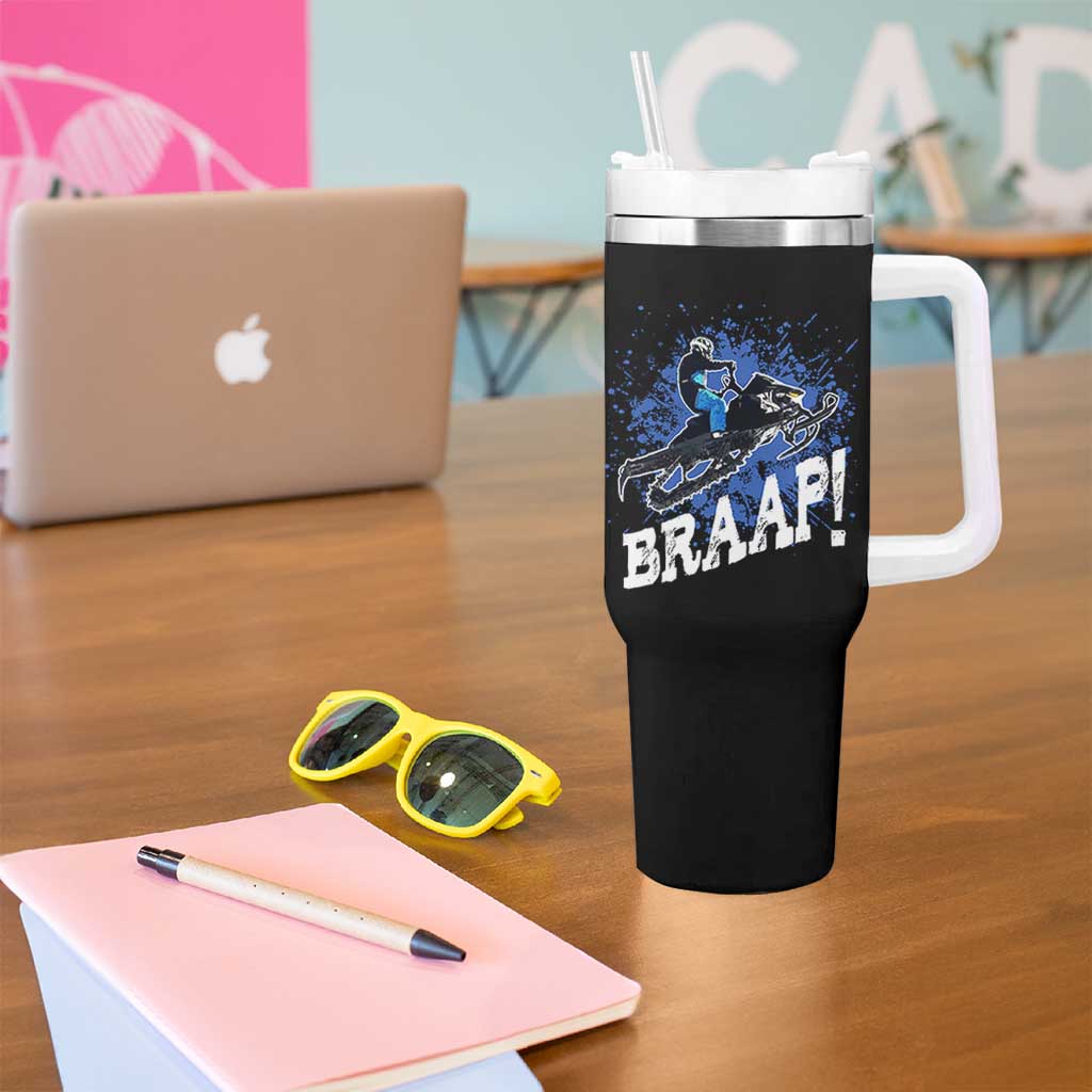 Snowmobile Braaap Tumbler With Handle Snowcross Snow Sled Extreme Outdoor Winter Sports - Wonder Print Shop