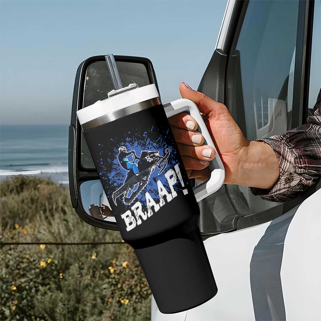 Snowmobile Braaap Tumbler With Handle Snowcross Snow Sled Extreme Outdoor Winter Sports - Wonder Print Shop