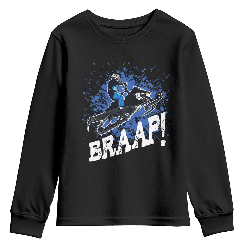 Snowmobile Braaap Youth Sweatshirt Snowcross Snow Sled Extreme Outdoor Winter Sports - Wonder Print Shop