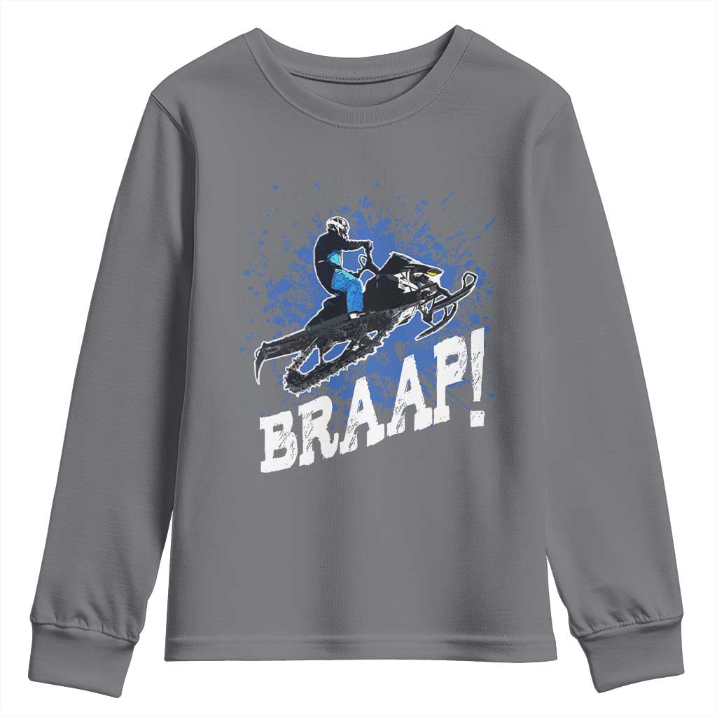 Snowmobile Braaap Youth Sweatshirt Snowcross Snow Sled Extreme Outdoor Winter Sports - Wonder Print Shop