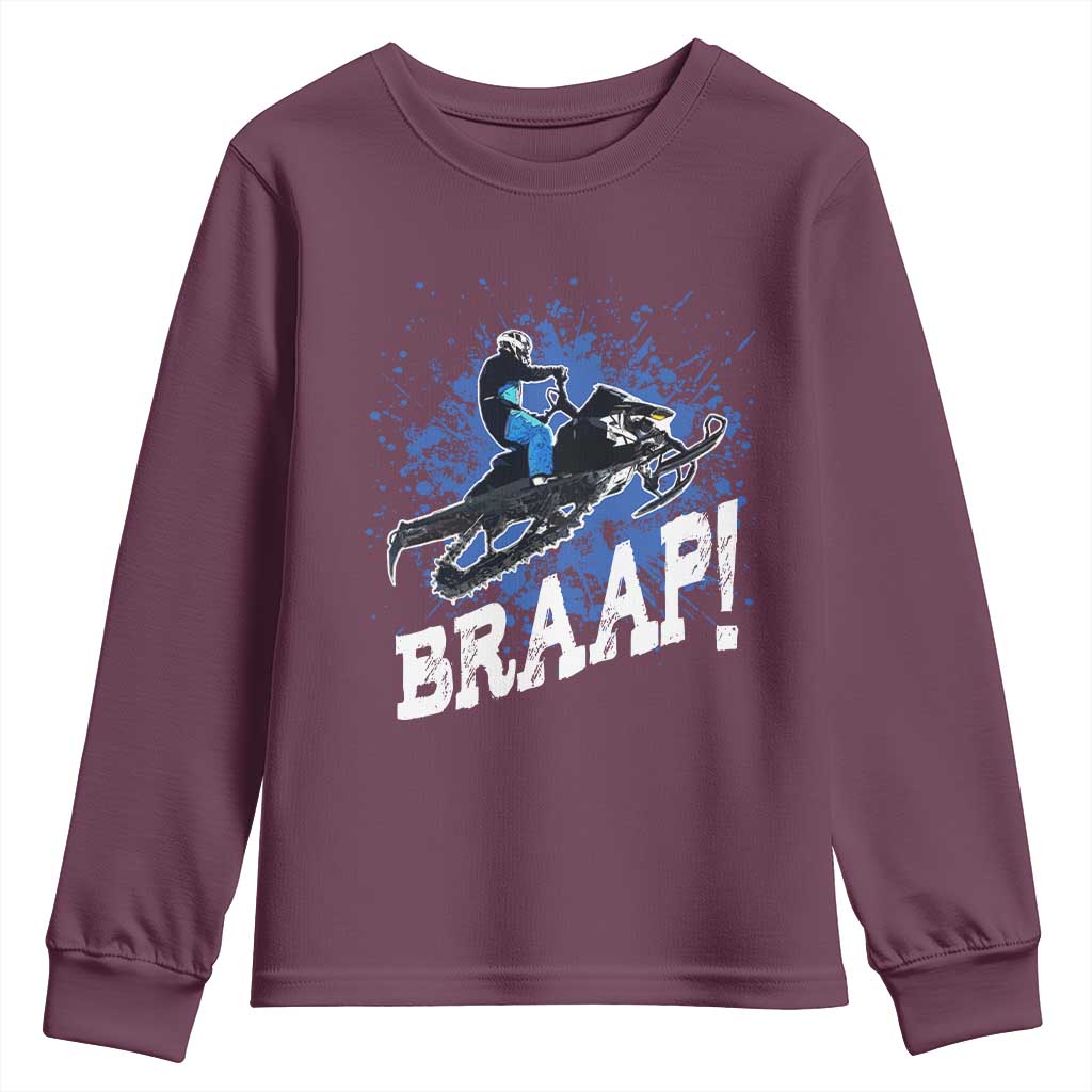 Snowmobile Braaap Youth Sweatshirt Snowcross Snow Sled Extreme Outdoor Winter Sports - Wonder Print Shop