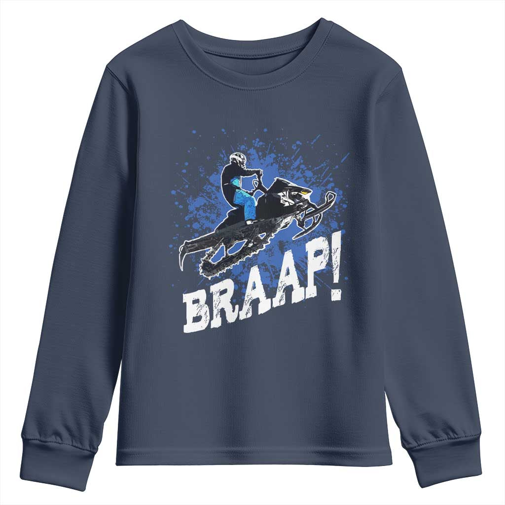 Snowmobile Braaap Youth Sweatshirt Snowcross Snow Sled Extreme Outdoor Winter Sports - Wonder Print Shop