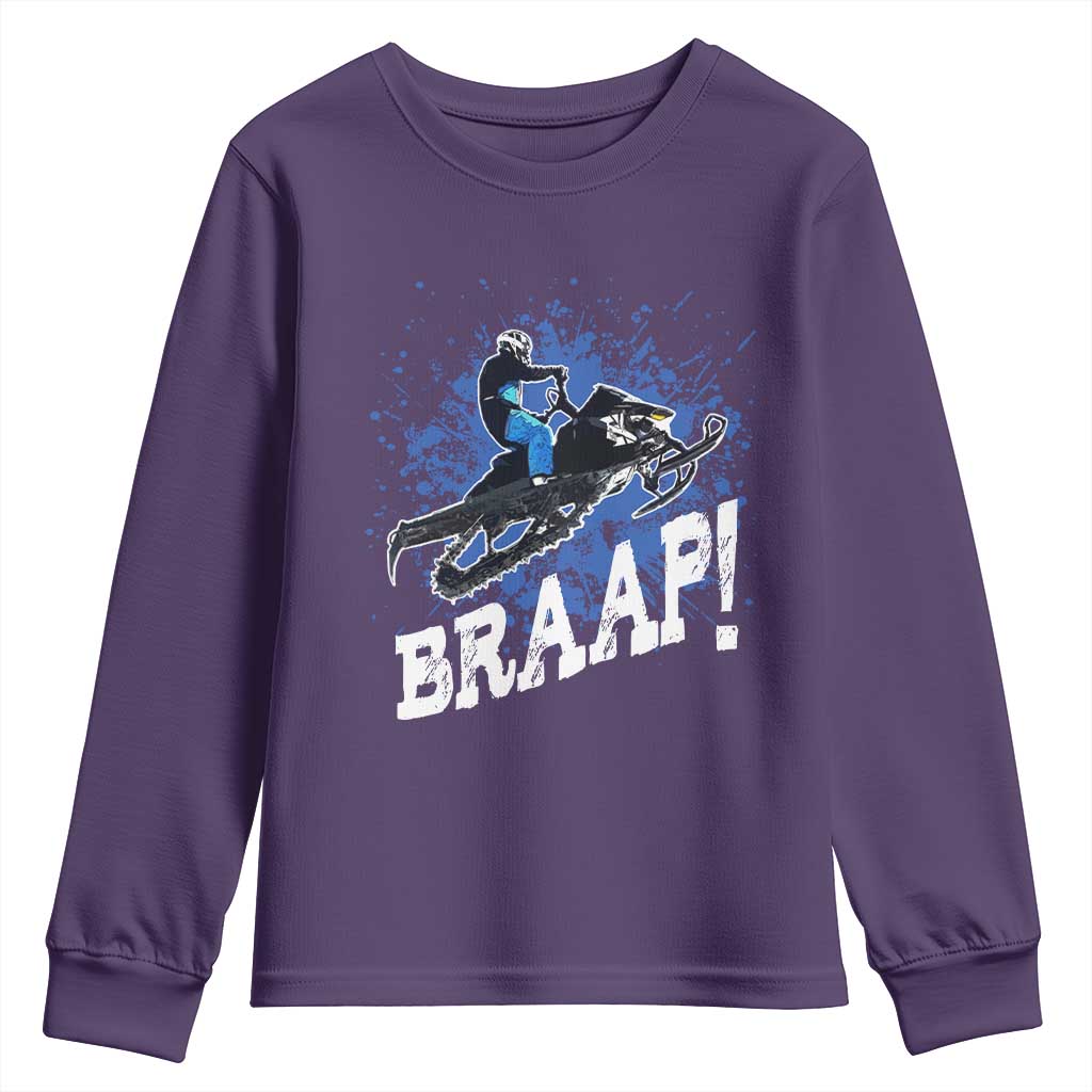 Snowmobile Braaap Youth Sweatshirt Snowcross Snow Sled Extreme Outdoor Winter Sports - Wonder Print Shop