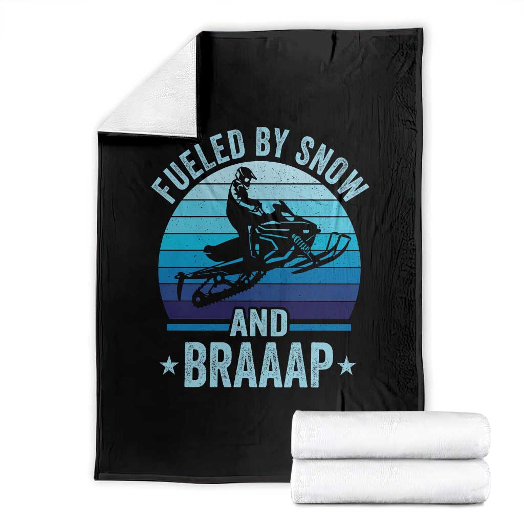 Funny Snowmobile Throw Blanket Fueled By Snow And Braaap Winter Sports - Wonder Print Shop