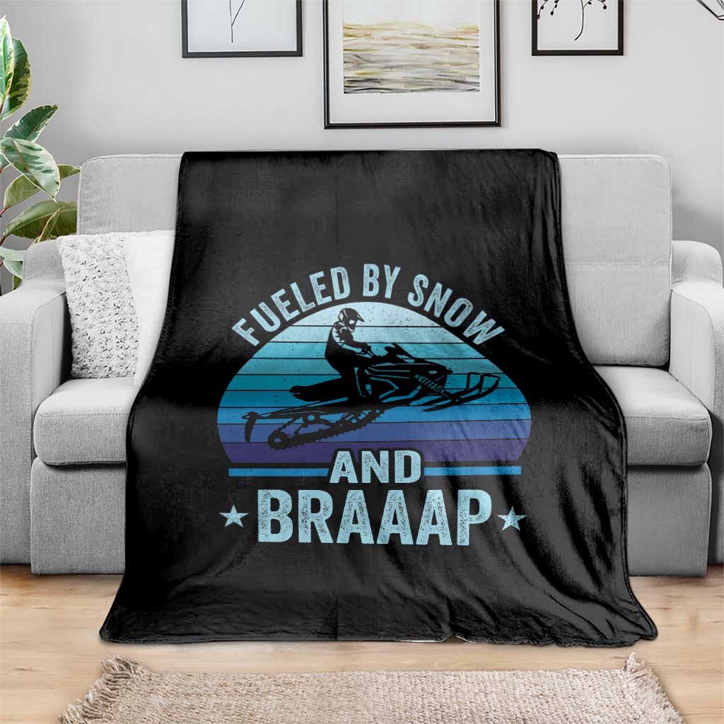 Funny Snowmobile Throw Blanket Fueled By Snow And Braaap Winter Sports - Wonder Print Shop