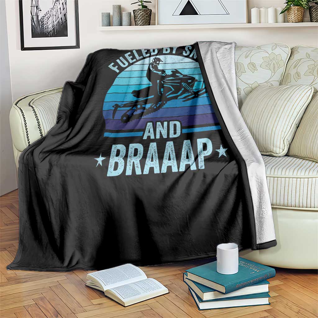 Funny Snowmobile Throw Blanket Fueled By Snow And Braaap Winter Sports - Wonder Print Shop