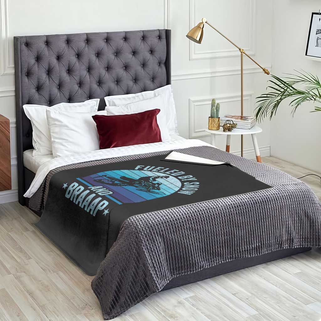 Funny Snowmobile Throw Blanket Fueled By Snow And Braaap Winter Sports - Wonder Print Shop