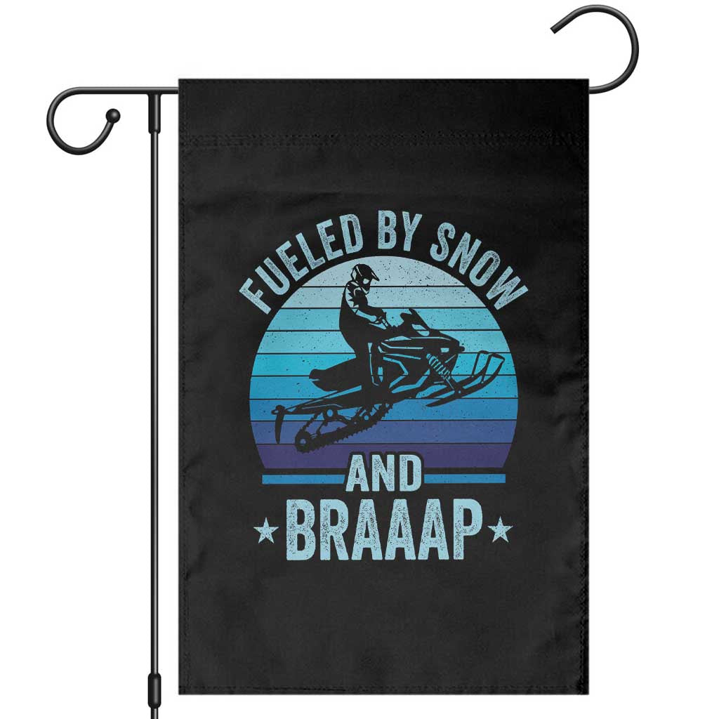 Funny Snowmobile Garden Flag Fueled By Snow And Braaap Winter Sports - Wonder Print Shop