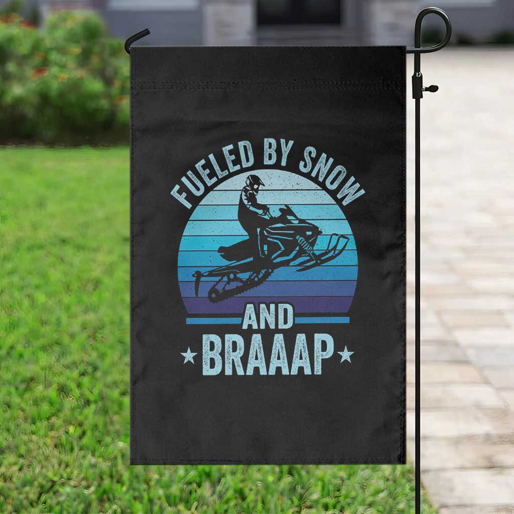 Funny Snowmobile Garden Flag Fueled By Snow And Braaap Winter Sports - Wonder Print Shop