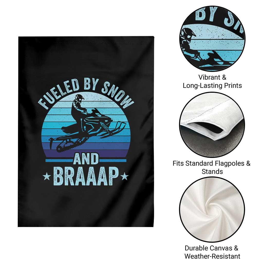 Funny Snowmobile Garden Flag Fueled By Snow And Braaap Winter Sports - Wonder Print Shop