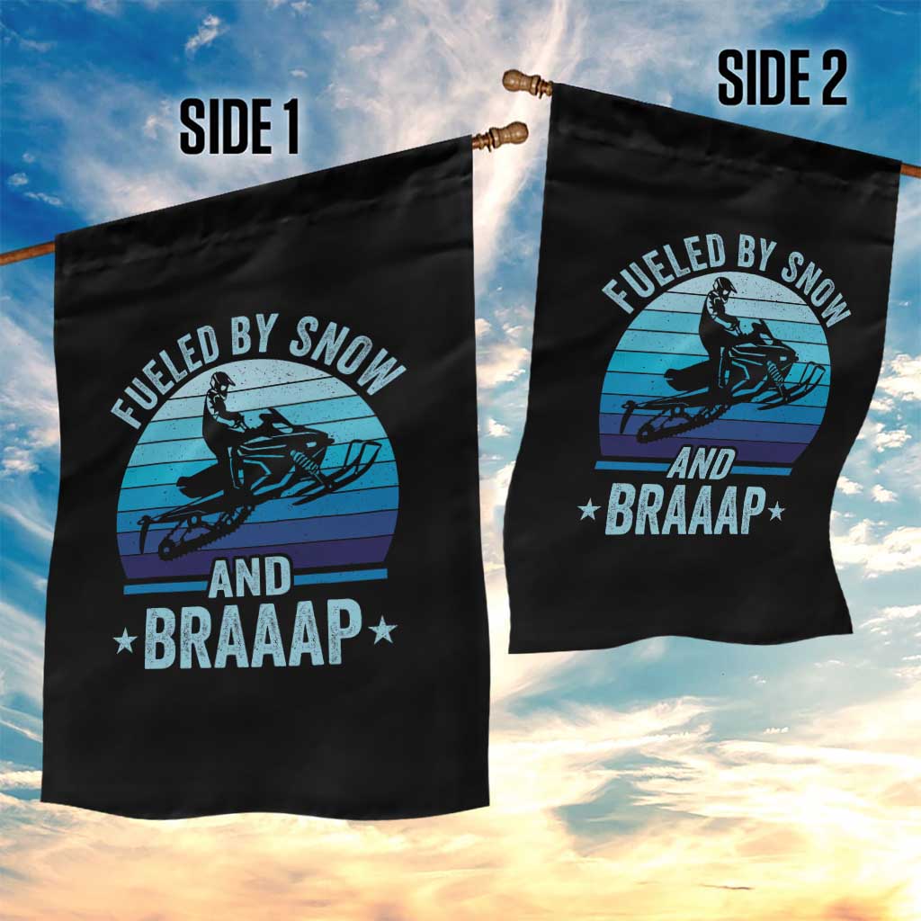 Funny Snowmobile Garden Flag Fueled By Snow And Braaap Winter Sports - Wonder Print Shop