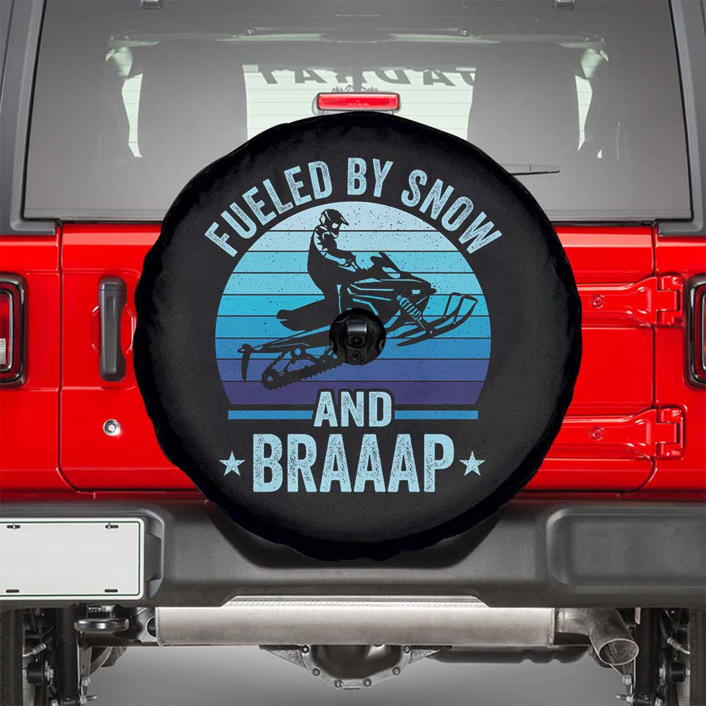 Funny Snowmobile Spare Tire Cover Fueled By Snow And Braaap Winter Sports - Wonder Print Shop