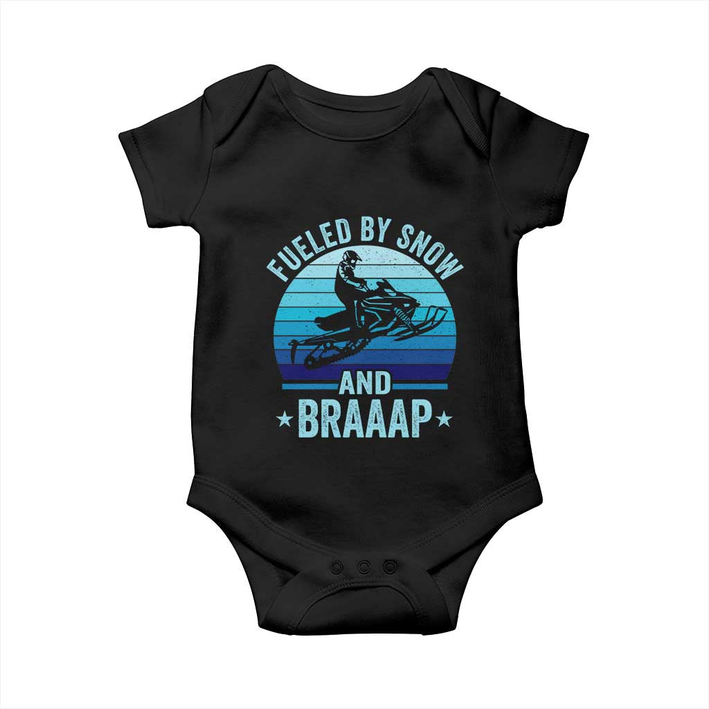 Funny Snowmobile Baby Onesie Fueled By Snow And Braaap Winter Sports - Wonder Print Shop