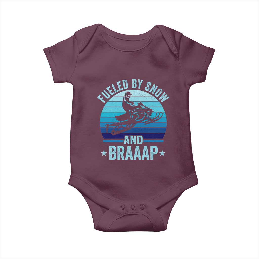 Funny Snowmobile Baby Onesie Fueled By Snow And Braaap Winter Sports - Wonder Print Shop