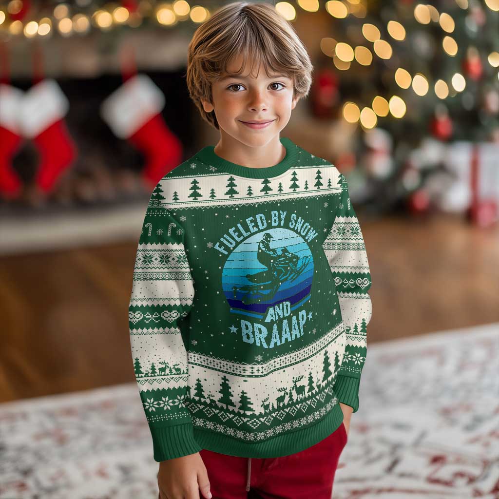 Funny Snowmobile Ugly Christmas Sweater Fueled By Snow And Braaap Winter Sports - Wonder Print Shop