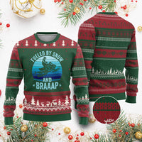 Funny Snowmobile Ugly Christmas Sweater Fueled By Snow And Braaap Winter Sports - Wonder Print Shop
