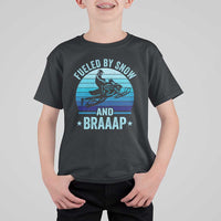 Funny Snowmobile T Shirt For Kid Fueled By Snow And Braaap Winter Sports - Wonder Print Shop