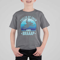 Funny Snowmobile T Shirt For Kid Fueled By Snow And Braaap Winter Sports - Wonder Print Shop