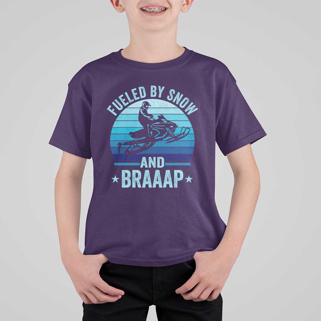 Funny Snowmobile T Shirt For Kid Fueled By Snow And Braaap Winter Sports - Wonder Print Shop