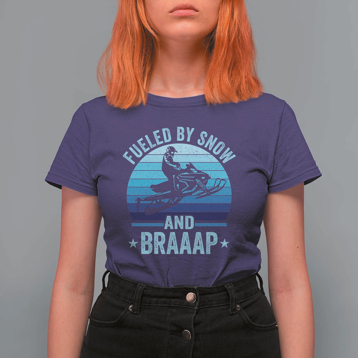 Funny Snowmobile T Shirt For Women Fueled By Snow And Braaap Winter Sports - Wonder Print Shop