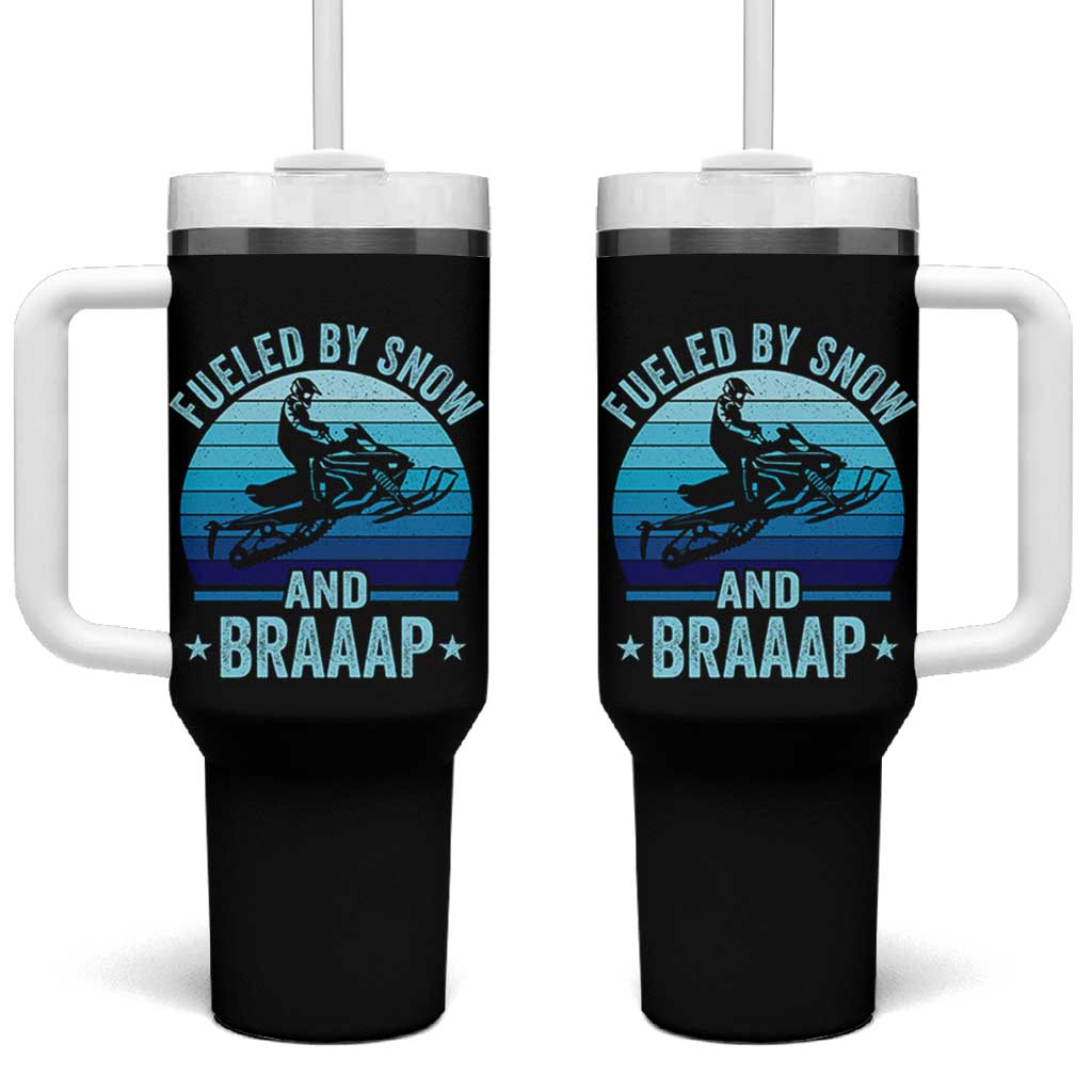 Funny Snowmobile Tumbler With Handle Fueled By Snow And Braaap Winter Sports - Wonder Print Shop