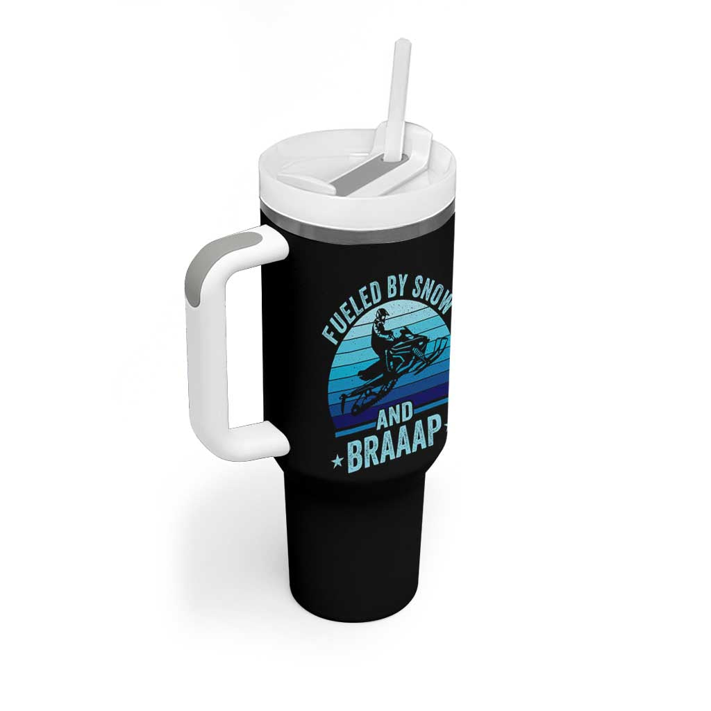 Funny Snowmobile Tumbler With Handle Fueled By Snow And Braaap Winter Sports - Wonder Print Shop