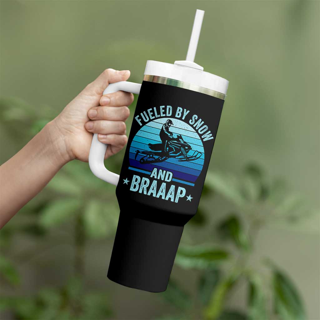 Funny Snowmobile Tumbler With Handle Fueled By Snow And Braaap Winter Sports - Wonder Print Shop