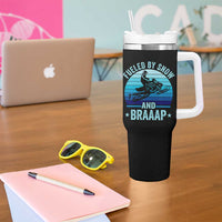 Funny Snowmobile Tumbler With Handle Fueled By Snow And Braaap Winter Sports - Wonder Print Shop