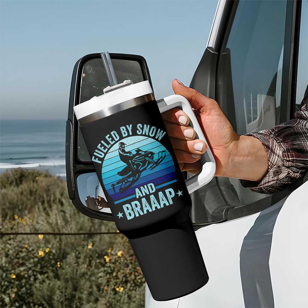 Funny Snowmobile Tumbler With Handle Fueled By Snow And Braaap Winter Sports - Wonder Print Shop