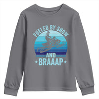 Funny Snowmobile Youth Sweatshirt Fueled By Snow And Braaap Winter Sports - Wonder Print Shop