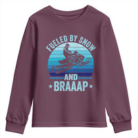Funny Snowmobile Youth Sweatshirt Fueled By Snow And Braaap Winter Sports - Wonder Print Shop