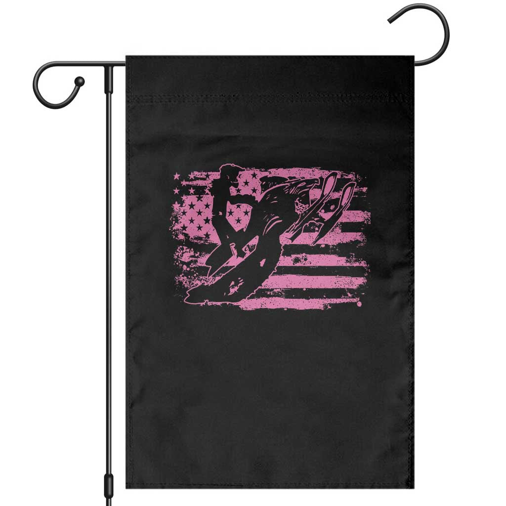 Snowmobile Snowcross Girls Pink American Flag Garden Flag - Wonder Print Shop