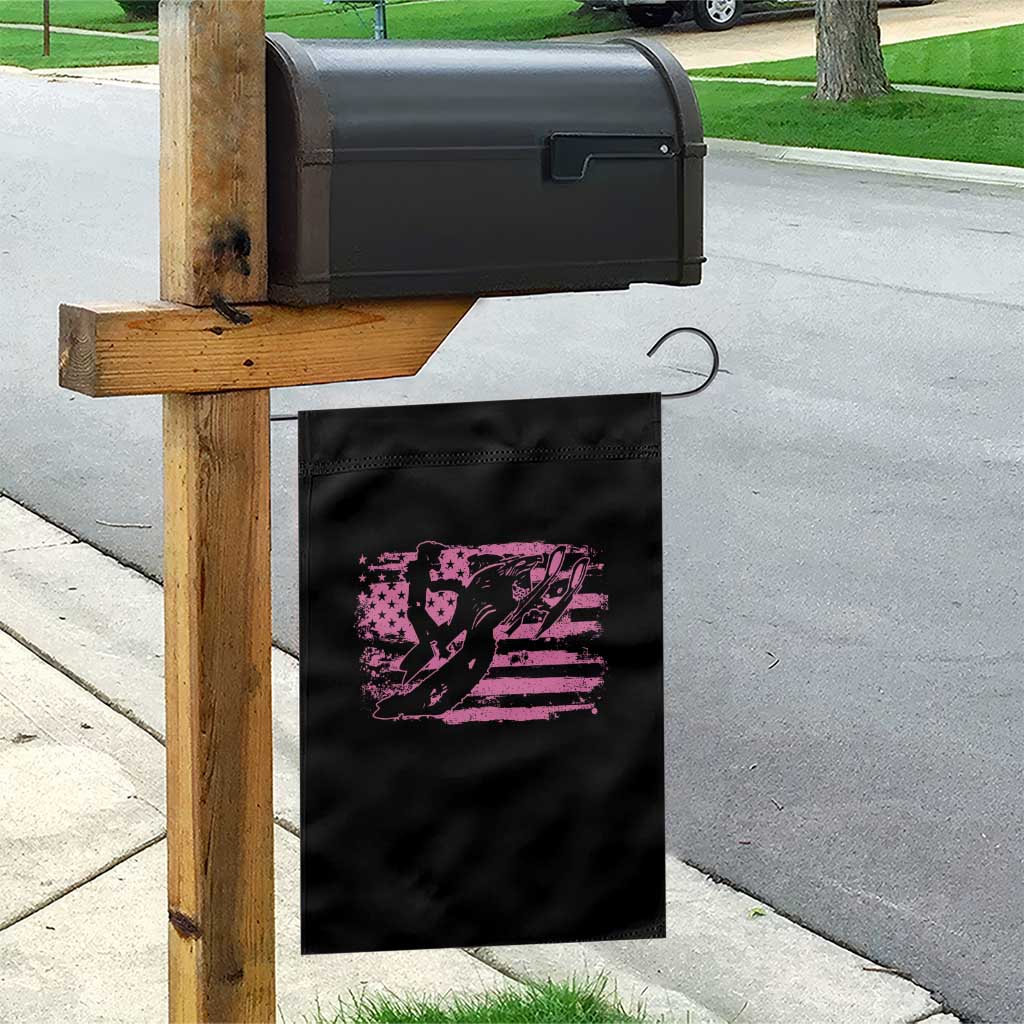 Snowmobile Snowcross Girls Pink American Flag Garden Flag - Wonder Print Shop