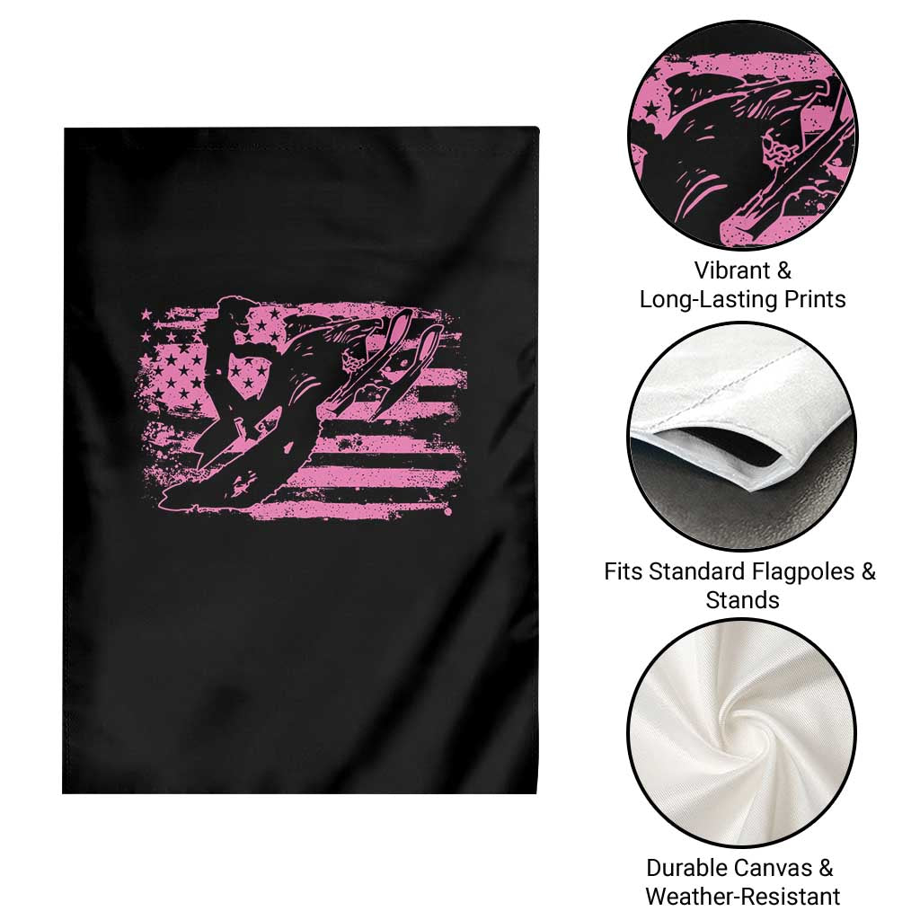Snowmobile Snowcross Girls Pink American Flag Garden Flag - Wonder Print Shop