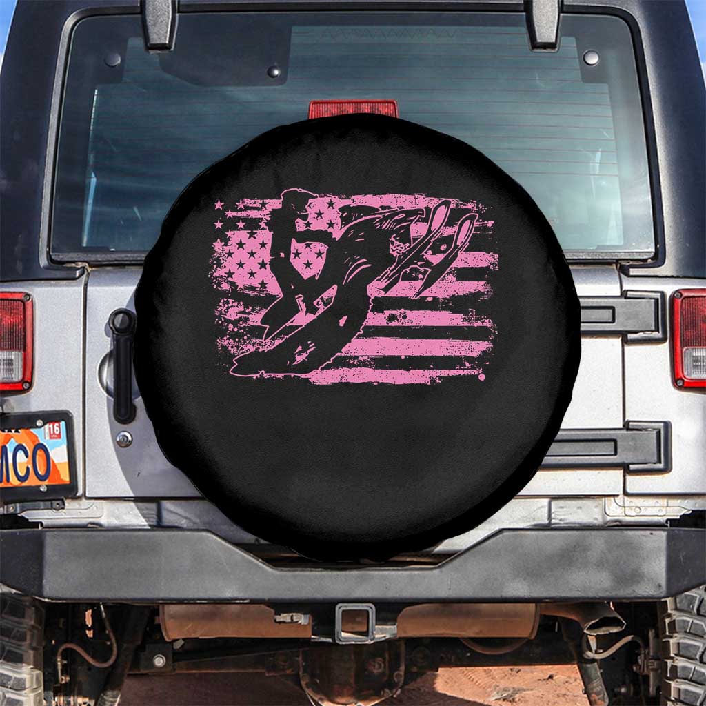 Snowmobile Snowcross Girls Pink American Flag Spare Tire Cover - Wonder Print Shop
